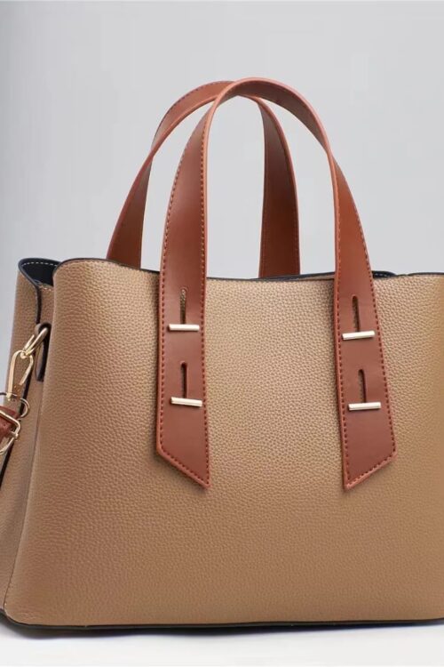 Aurelia Two-Tone Structured Top-Handle Handbag with Crossbody Strap