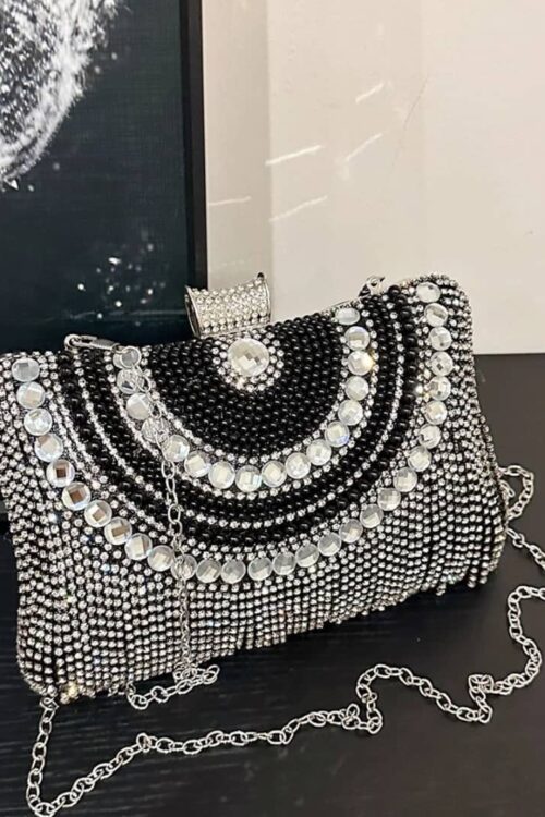 Aura Crystal Arched Rhinestone Evening Clutch Purse