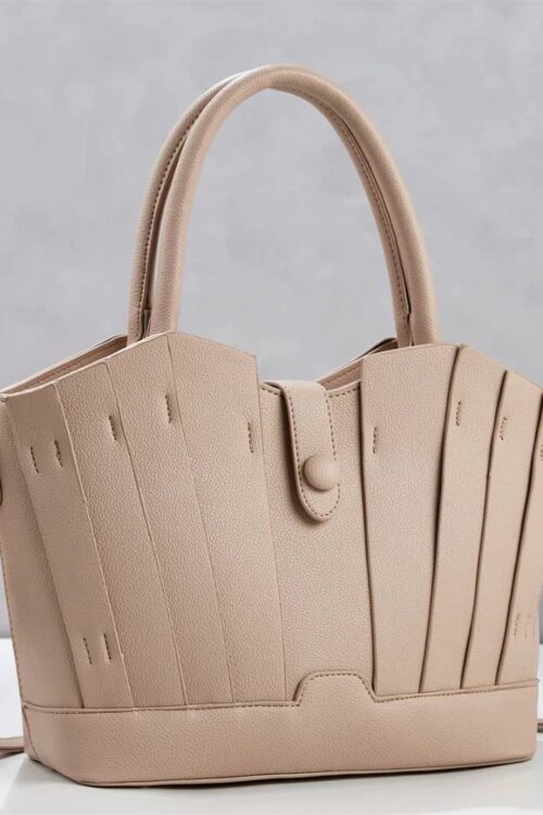 Elegant Pleated Winged Tote Bag with Detachable Crossbody Strap